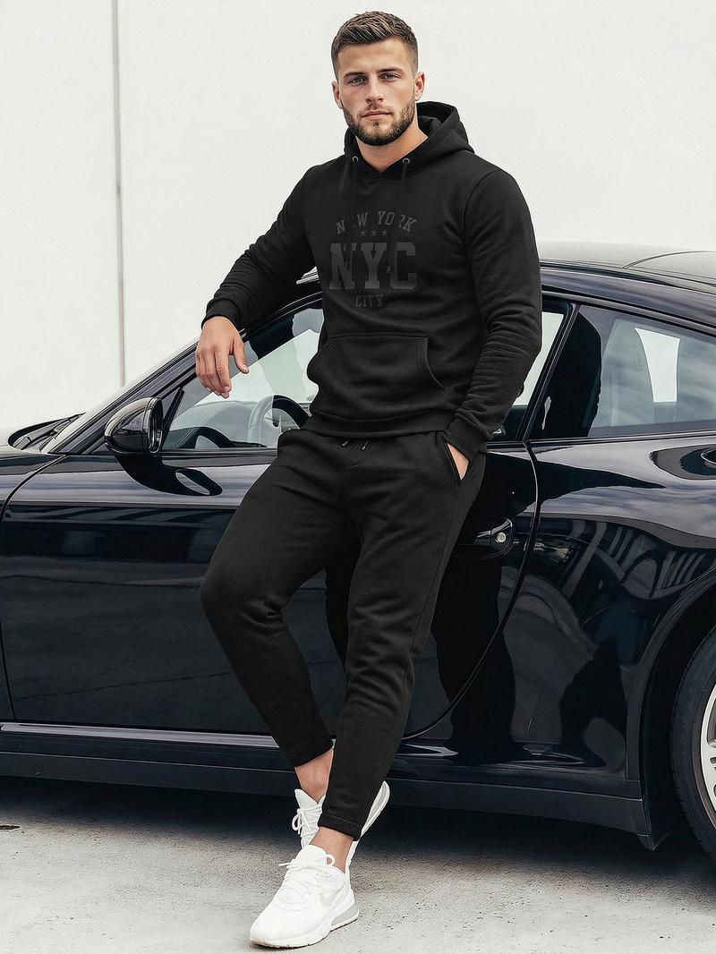 Férfi kapucnis felső fekete OZONEE JS/8B1971/3