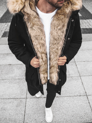 Férfi téli parka kabát fekete OZONEE O/5578Z