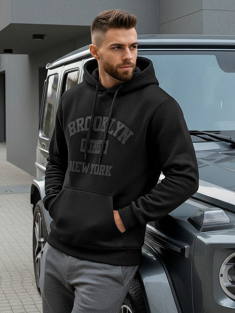 Férfi kapucnis felső fekete OZONEE JS/8B1969/3