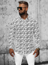 Férfi Ing fehér–fekete OZONEE E/9000/1Z