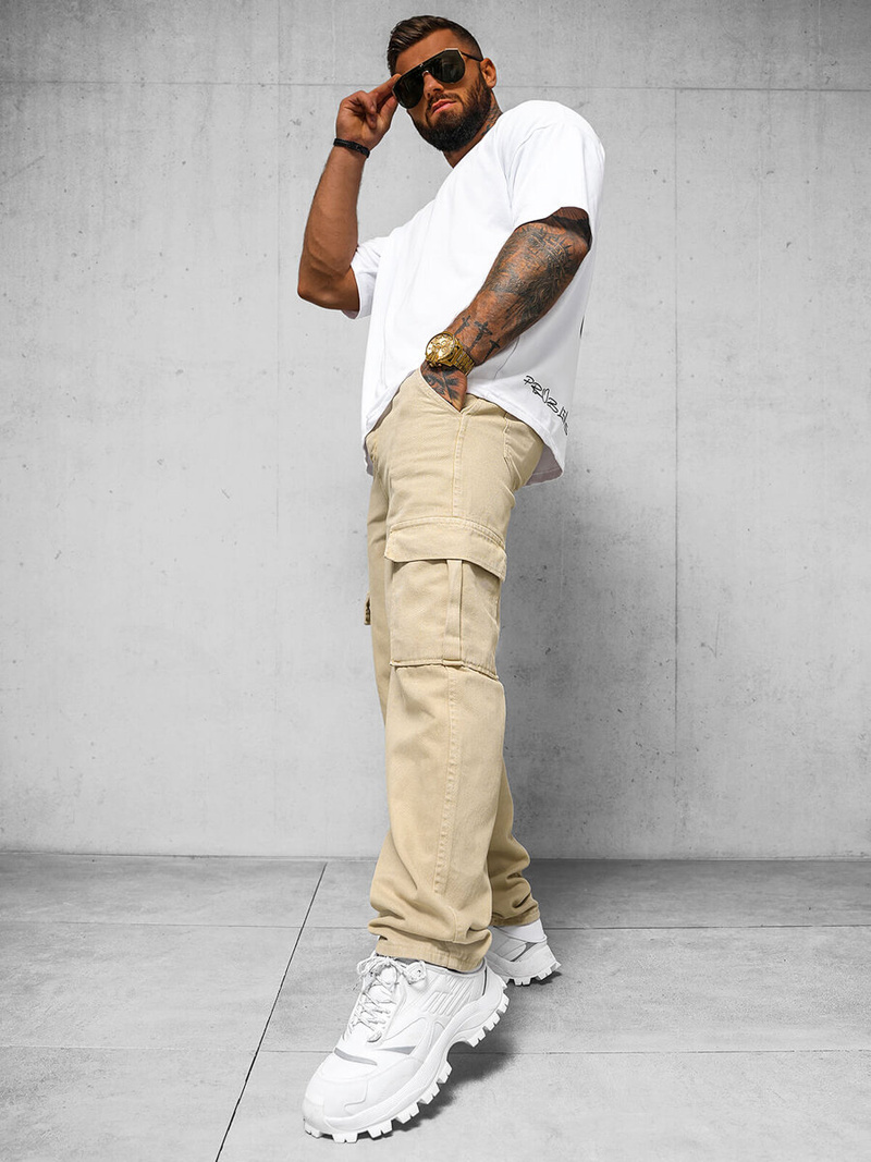 Férfi Nadrág Bézs OZONEE DO/4001