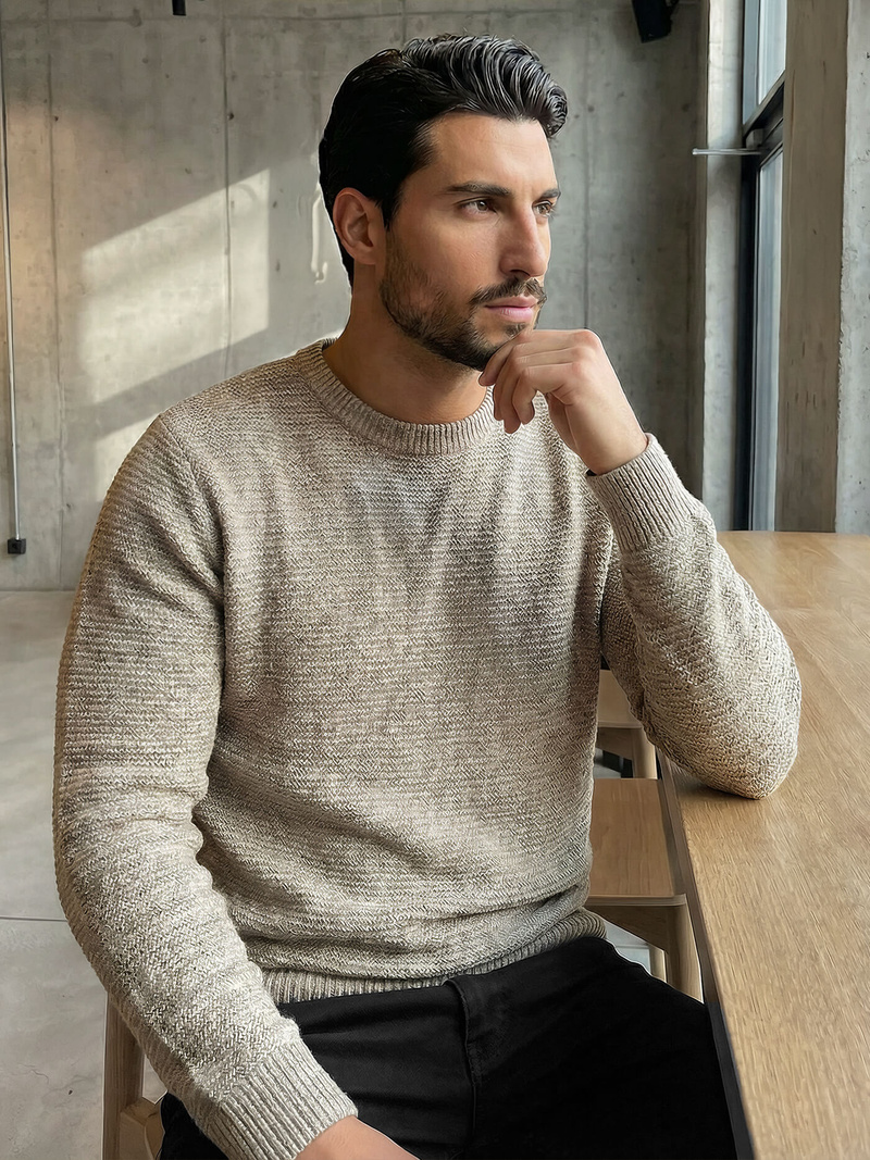 Férfi Pulóver Bézs OZONEE JS/59B3600/155