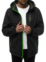 Férfi kapucnis softshell kabát fekete-zöld OZONEE GE/12263Z