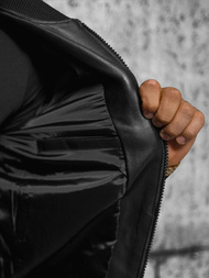 Férfi bőrdzseki fekete OZONEE JS/11Z8105