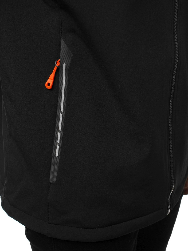 Férfi kapucnis softshell kabát fekete-narancs OZONEE GE/12268
