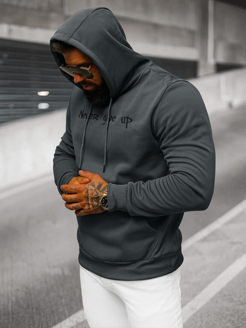 Férfi kapucnis felső grafit OZONEE JS/27B6512/5