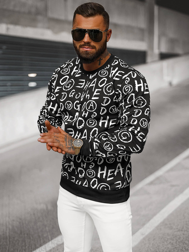 Férfi Pulóver Fekete OZONEE JS/8B1221/3