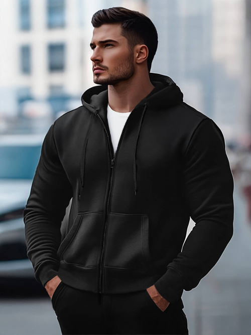 Férfi kapucnis pulóver Fekete OZONEE JS/2008Z