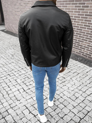 Férfi bőrdzseki fekete OZONEE O/5623