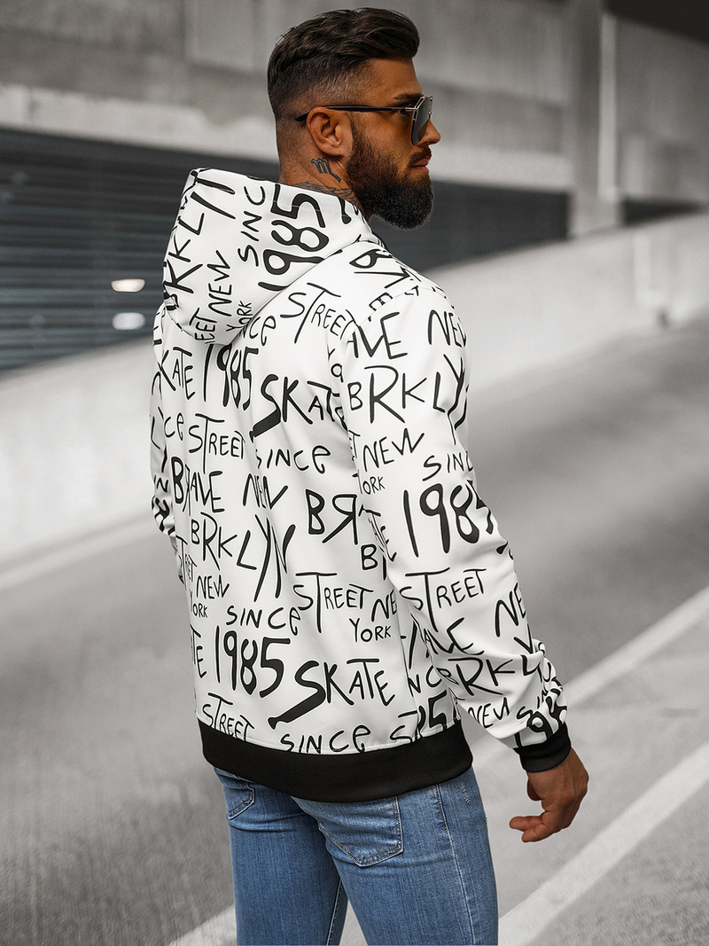 Férfi kapucnis pulóver fehér OZONEE JS/8B1175/1