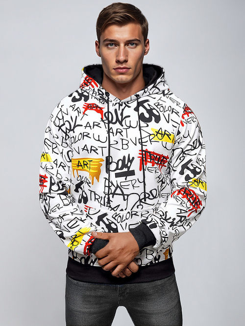 Férfi kapucnis pulóver fehér OZONEE JS/8B1251/1