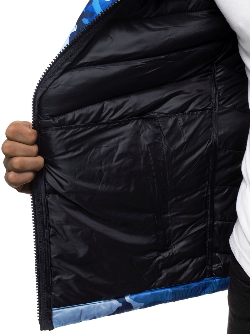 Férfi átmeneti kabát kék-terepmintás OZONEE JS/SM80Z