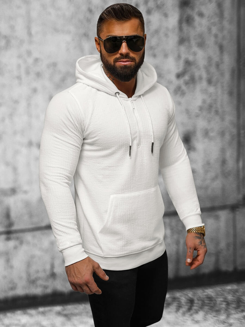 Férfi kapucnis felső ecru OZONEE O/TB2273