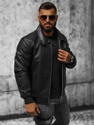 Férfi bőrdzseki fekete OZONEE JB/JP1178Z