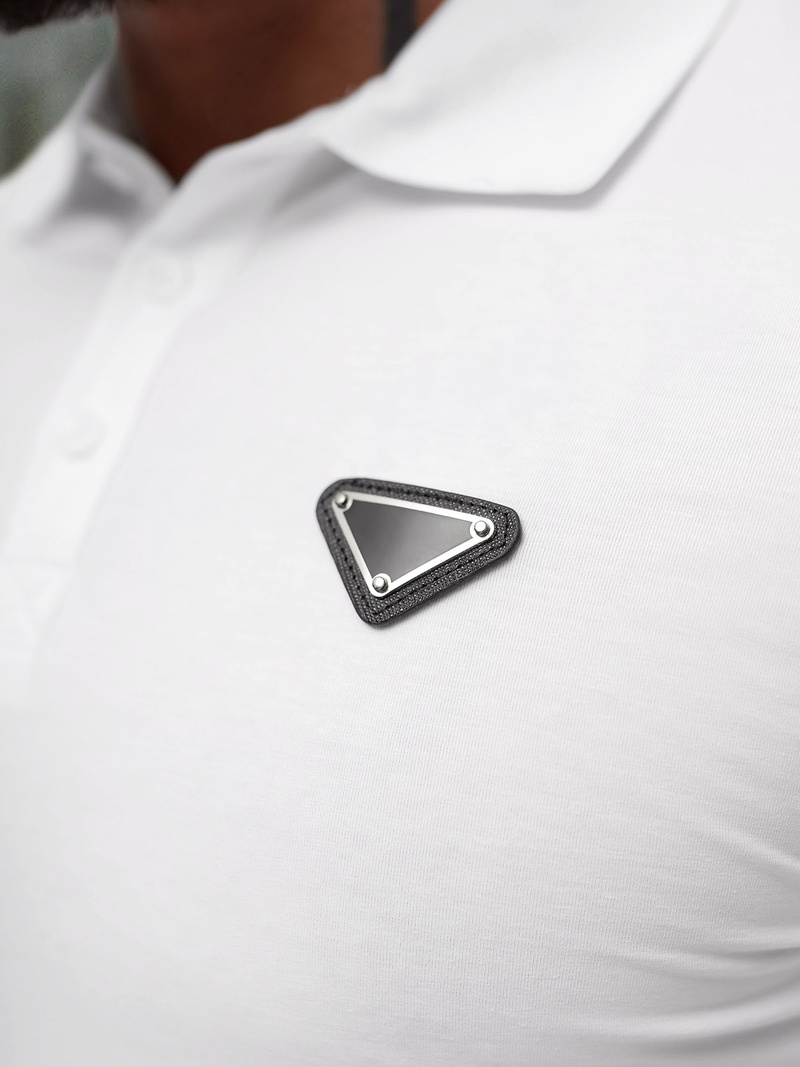 Férfi galléros póló fehér OZONEE NB/MT3122