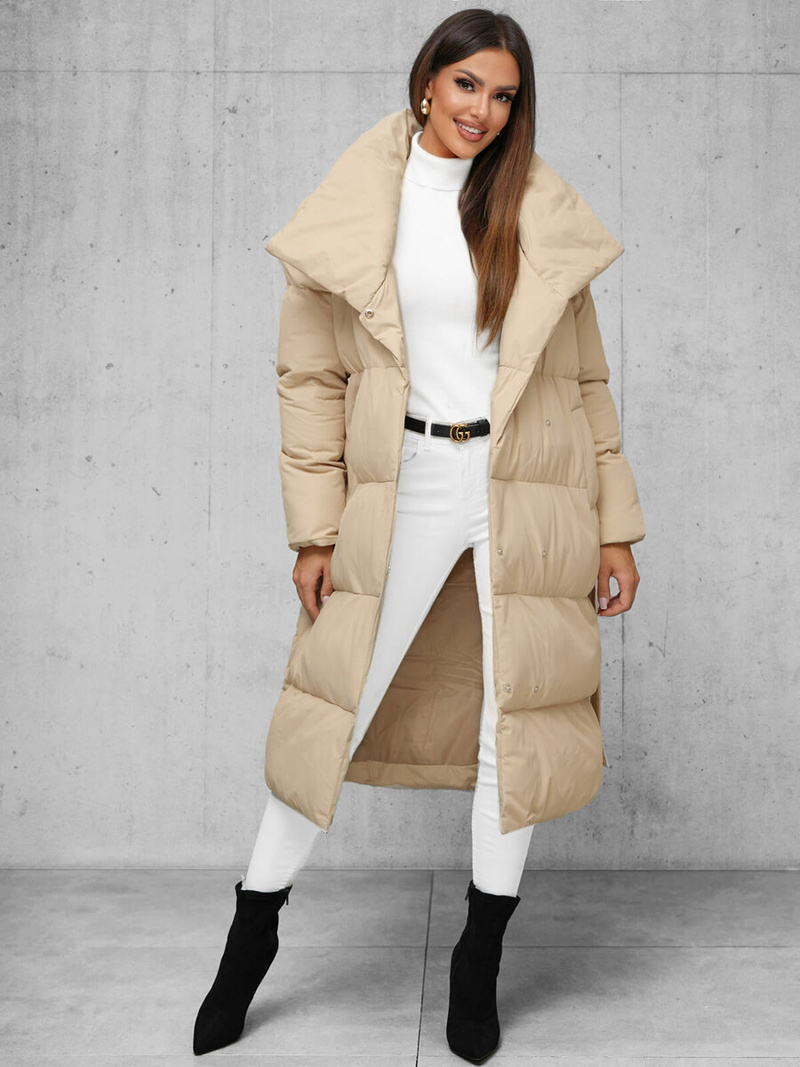 Női téli kabát bézs OZONEE JS/M737/62Z