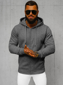 Férfi kapucnis pulóver sötét-szürke OZONEE JS/2008Z