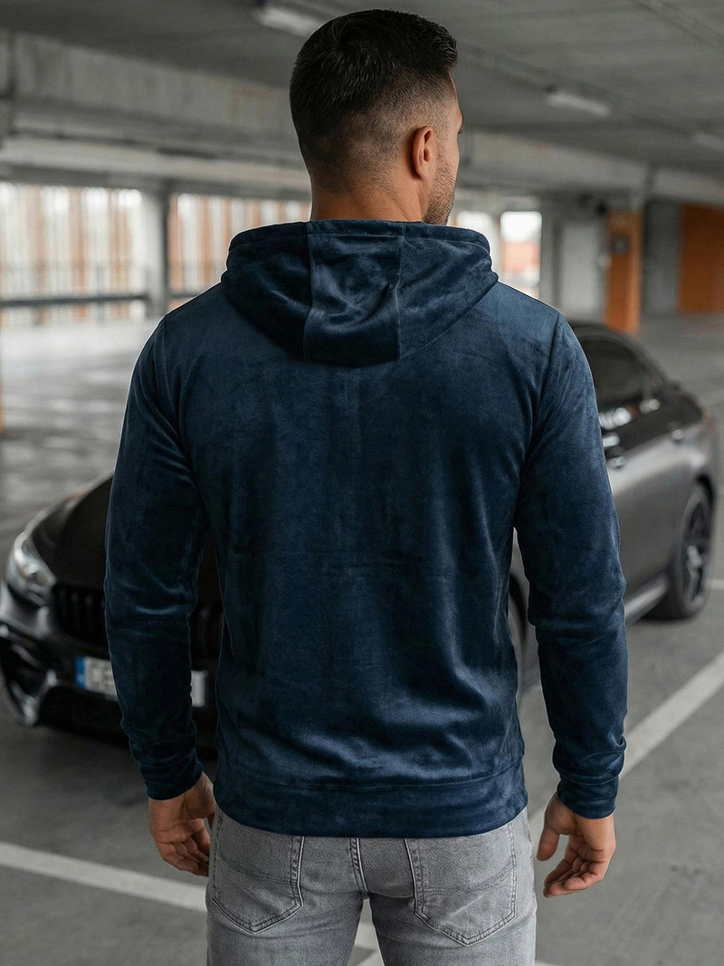 Férfi velúr kapucnis pulóver gránát OZONEE JS/8B1168/25Z