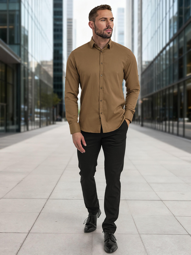 Férfi Ing Barna OZONEE V/V187