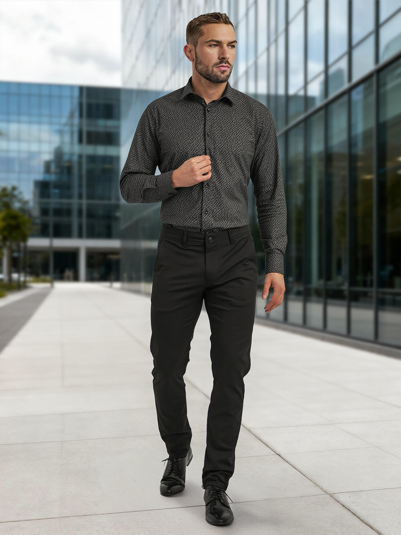 Férfi ing fekete OZONEE V/V184