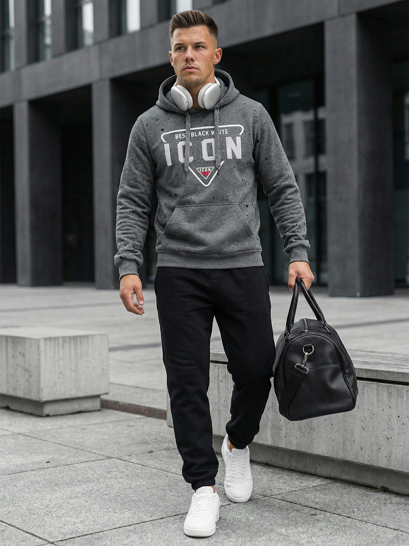 Férfi kapucnis felső grafit OZONEE JS/8B1737/5