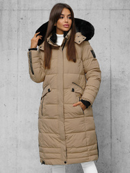Női téli kabát sötét-bézs OZONEE O/W377