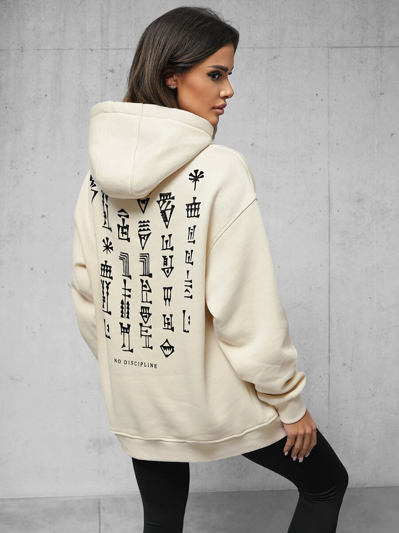 Kapucnis felső bézs OZONEE O/SWE23017Z