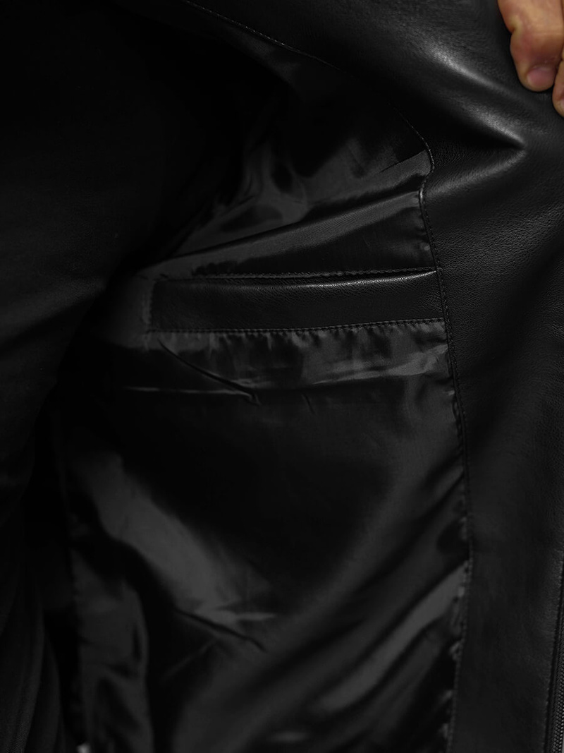 Férfi bőrdzseki fekete OZONEE JS/11Z8015