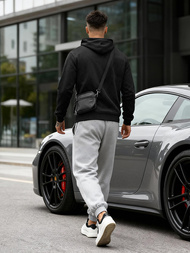 Férfi kapucnis felső fekete OZONEE JS/8B1973/3