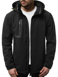 Férfi kapucnis softshell kabát fekete-sárga OZONEE GE/12267