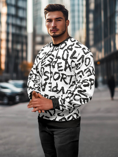 Férfi Pulóver Fehér OZONEE JS/8B1191/1Z