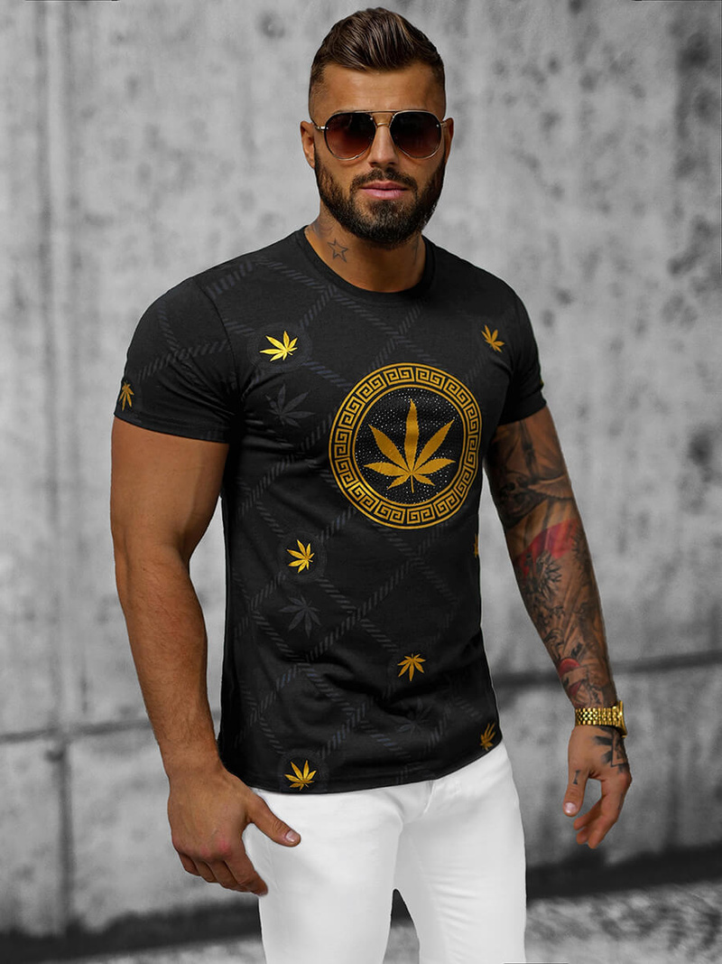 Férfi Póló Fekete OZONEE O/T130/3Z