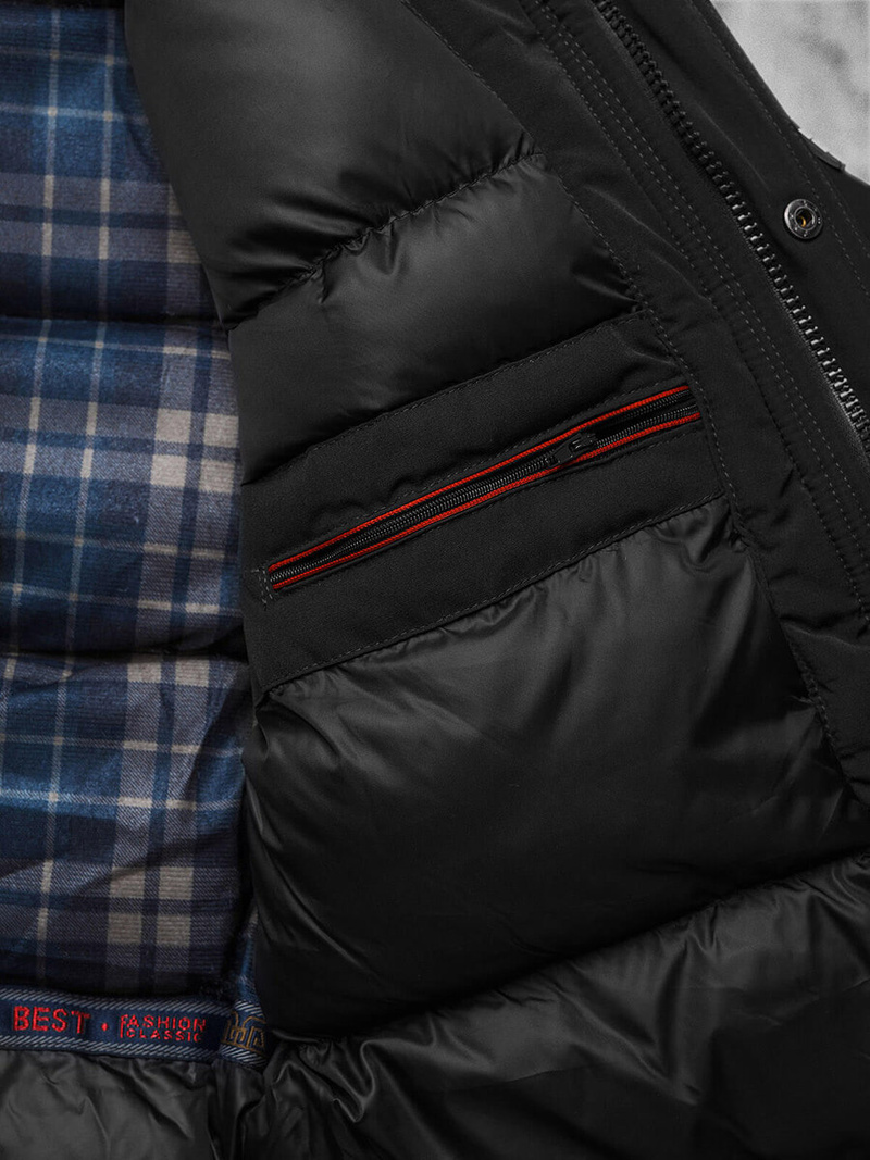 Férfi Steppelt Kabát Fekete OZONEE JS/5M718/392