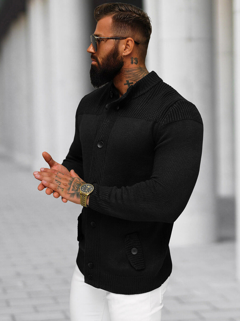 Férfi Pulóver Fekete OZONEE NB/MM6011/4Z