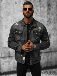 Férfi farmer dzseki fekete OZONEE NB/MJ515N