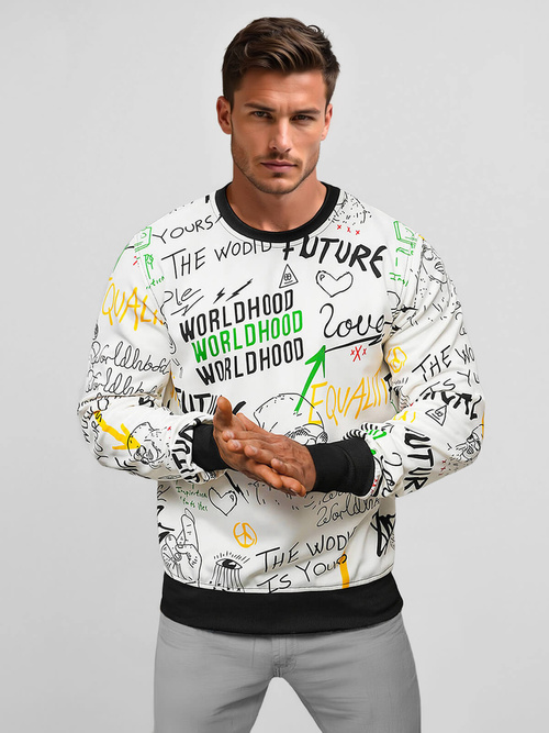 Férfi Pulóver Fehér OZONEE JS/8B1228/1Z