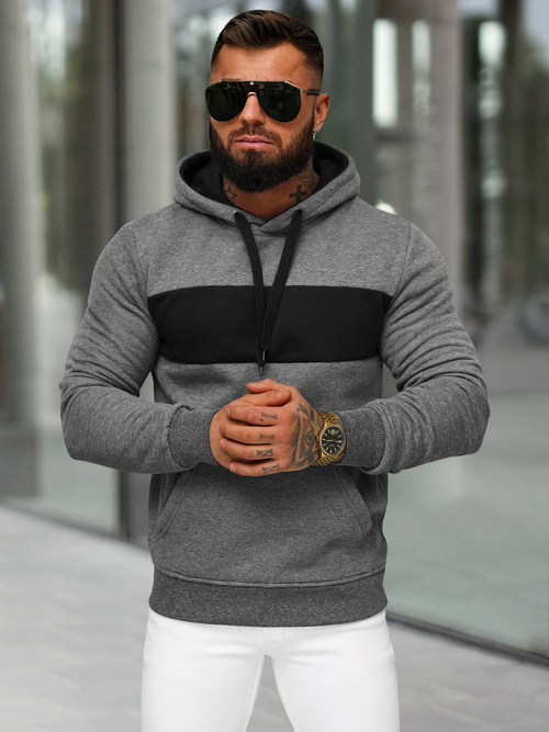 Férfi kapucnis felső grafit OZONEE JS/8B1315/5