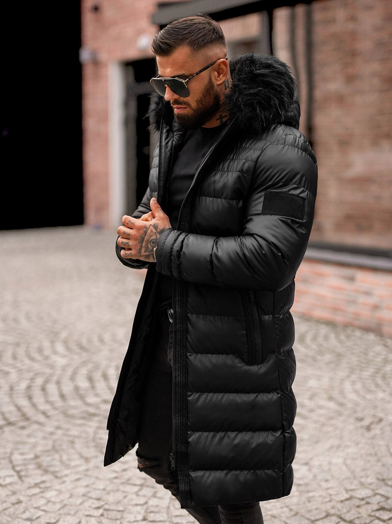 Férfi téli kabát fekete OZONEE O/M801Z