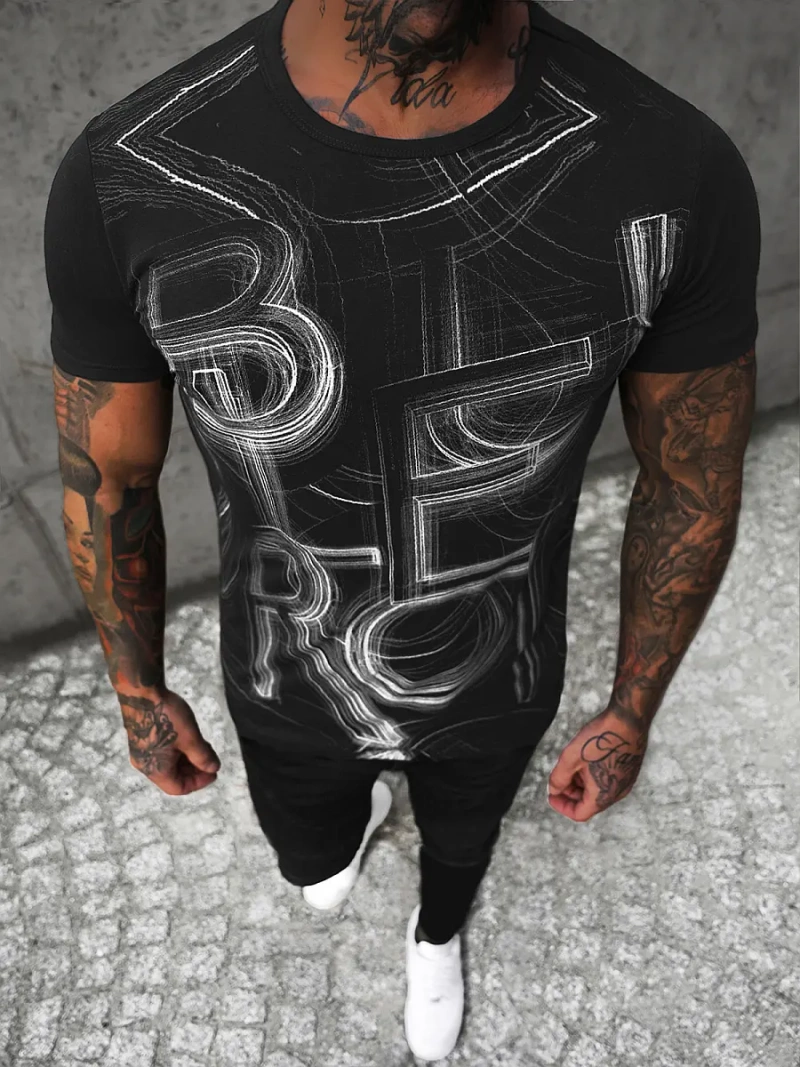 Férfi Póló Fekete OZONEE O/T132/3