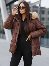 Női téli kabát csokoládé OZONEE JS/5M3226/158Z