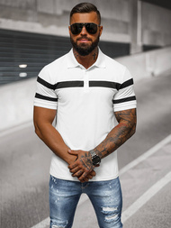 Férfi galléros póló fehér OZONEE NB/MT3108