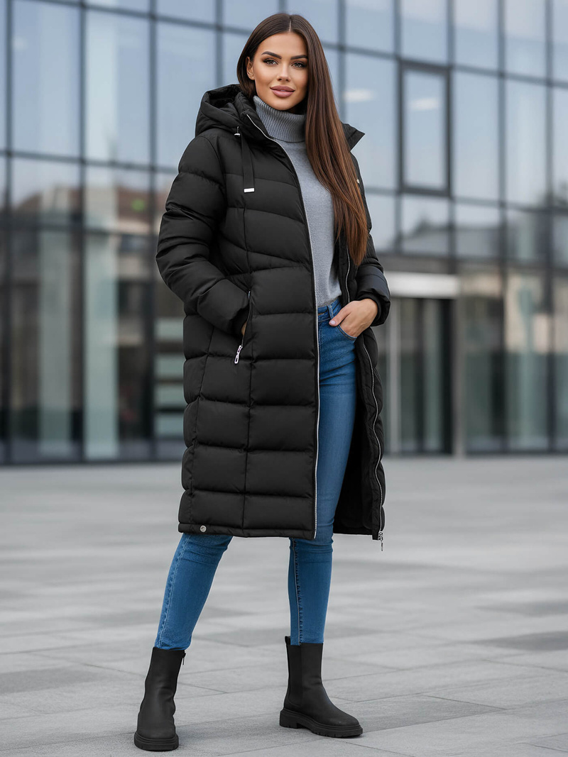 Női téli kabát fekete OZONEE JS/M736/392Z