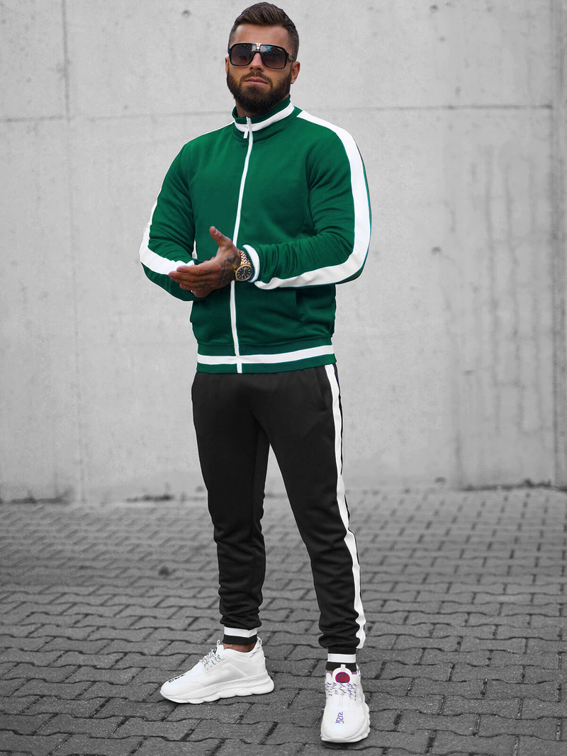 Férfi melegítő együttes zöld-fekete OZONEE JS/8C99/22BZ