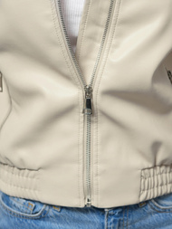 Női Bőrdzseki Bézs OZONEE O/G116