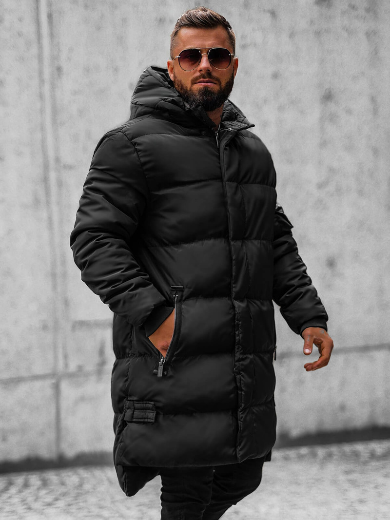 Férfi steppelt Kabát Fekete OZONEE O/M799