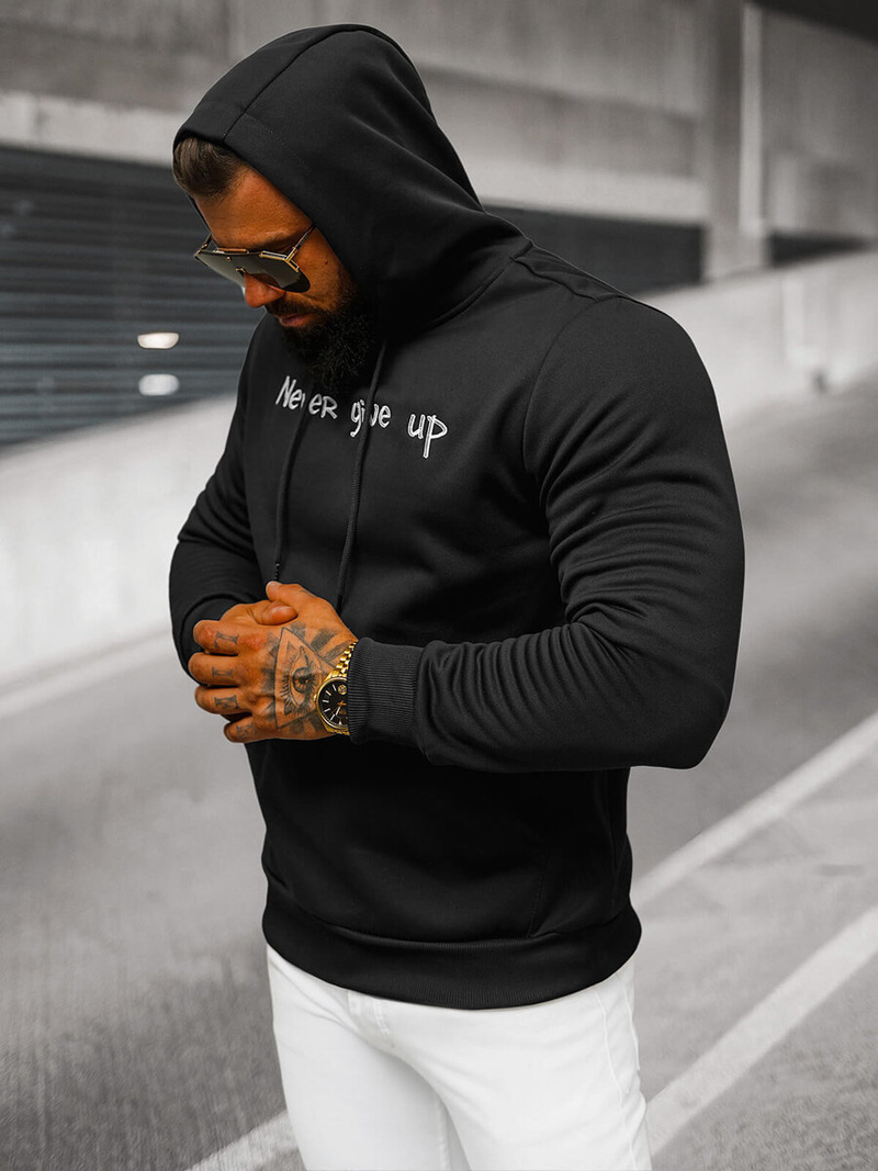 Férfi kapucnis felső fekete OZONEE JS/27B6512/3