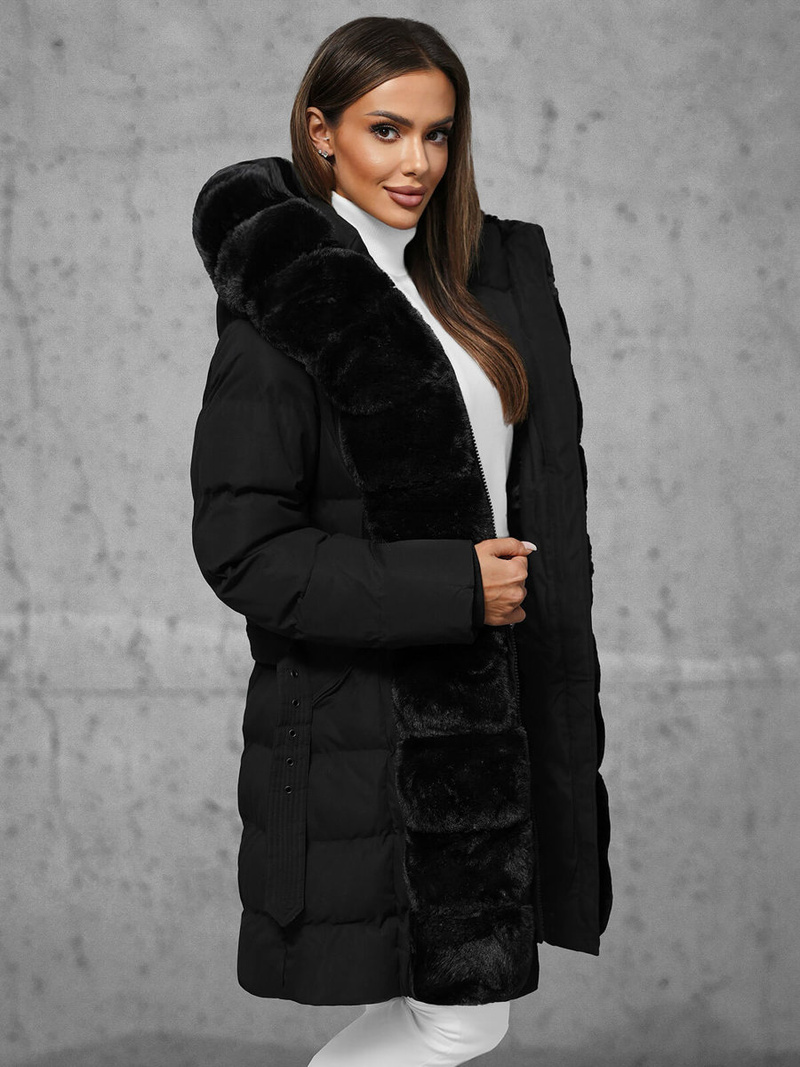 Női téli kabát fekete OZONEE JS/5M3158/392