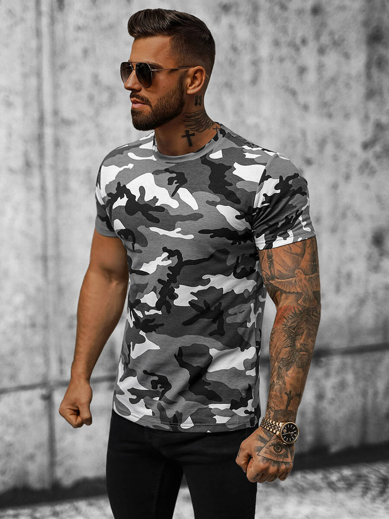 Férfi Póló Szürkés-Terepmintás OZONEE JS/8T233/1A