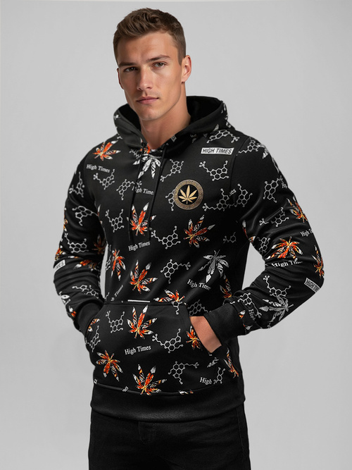 Férfi kapucnis pulóver fekete OZONEE O/B266