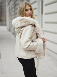 Női bőrdzseki ecru OZONEE JS/61M8506/290Z